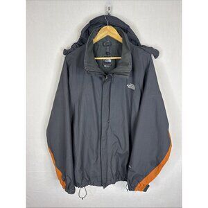 The North Face HyVent Hooded Jacket Men’s XL Gray Orange Waterproof Shell